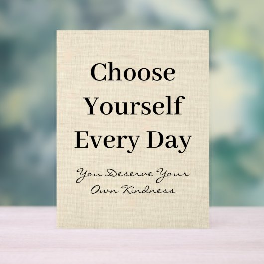 Boho Linen Self-Love Every Day Quote アクリルサイン (ニュートラル)