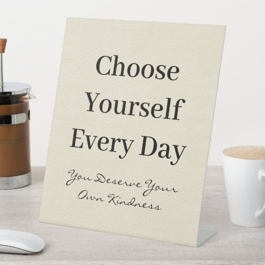 Boho Linen Self-Love Every Day Quote 台座サイン (インサイチュ)