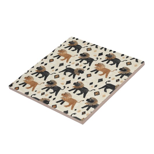 Boho Lion Tribal Safari Pattern タイル (側面)