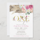 Boho Little 恋しく思 OneDerfulフローラ1st誕生日 招待状 (正面)
