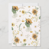 Boho Little 素朴 Sunflower Bee Baby Shower 招待状 (裏面)