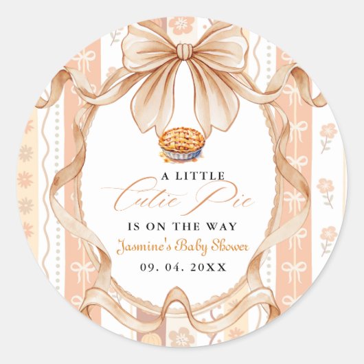 Boho Little Cutie Pie Thanksgiving Baby Shower ラウンドシール (正面)