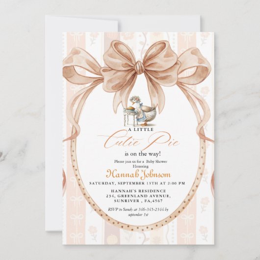  Boho Little Cutie Pie Thanksgiving Baby Shower 招待状 (正面)