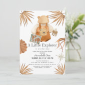 Boho Little Explorerジェンダーに中立な赤ちゃんシャワー 招待状 (スタンド正面)