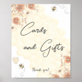 Boho Little Honey Baby Shower Card and Gives Sign ポスター (正面)