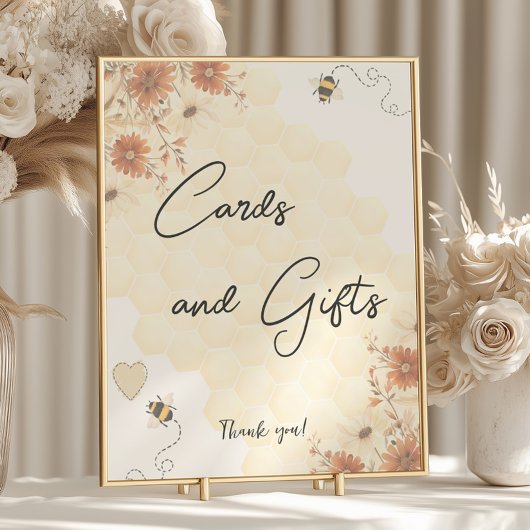 Boho Little Honey Baby Shower Card and Gives Sign ポスター
