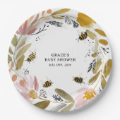 Boho Little Honey Bee Baby Shower ペーパープレート (正面)