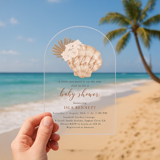 Boho Little Mermaidが赤ちゃんシャワーの途中にある アクリル招待状