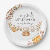 Boho Little Pumpkinがベビーシャワーに向かっている ペーパープレート (正面)