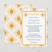 Boho Little Ray of Sun Baby Shower サンキューカード (正面/裏面)
