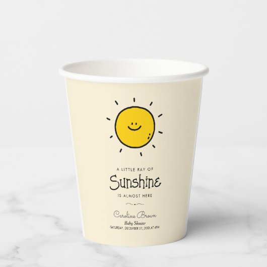 Boho Little Ray Of Sunshine Baby Shower 紙コップ (裏面)
