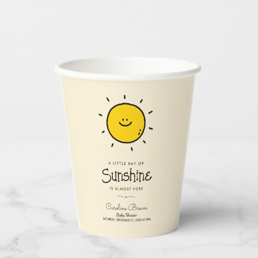Boho Little Ray Of Sunshine Baby Shower 紙コップ (正面)