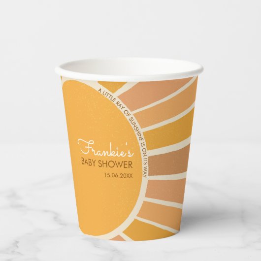 Boho Little ray of Sunshine Baby Shower  紙コップ (正面)