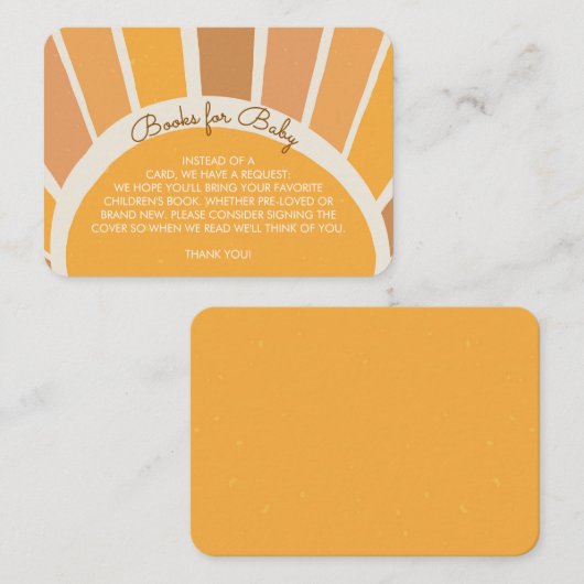 Boho Little ray of Sunshine Baby Shower Books エンクロージャーカード (正面/裏面)