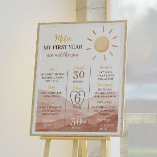 Boho Little Sunshine 1st Birthday Milestoneポスター ポスター