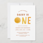 Boho Little Sunshine Is One 1歳の誕生日 招待状 (正面)