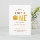 Boho Little Sunshine Is One 1歳の誕生日 招待状 (スタンド正面)