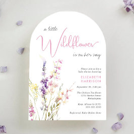 Boho Little Wildflower Watercolor Arch Baby Shower 招待状