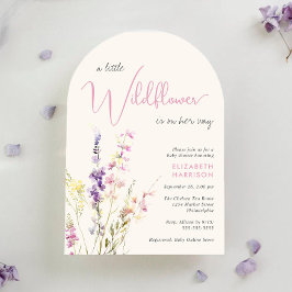 Boho Little Wildflower Watercolor Arch Baby Shower 招待状