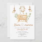 Boho Llama mamma子供部屋モバイル赤ちゃんシャワー 招待状 (正面)