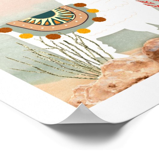 Boho Llama Nursery Poster ポスター (角)