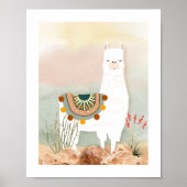 Boho Llama Nursery Poster ポスター (正面)