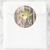 Boho Longhorn素朴ひまわりモノグラム結婚ズ ラウンドシール (バッグ)