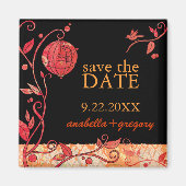 Boho Love Birds Wedding Save the Date マグネット (正面)