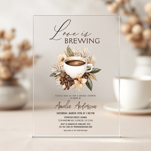 Boho Love is Brewing ブライダルシャワー アクリル招待状