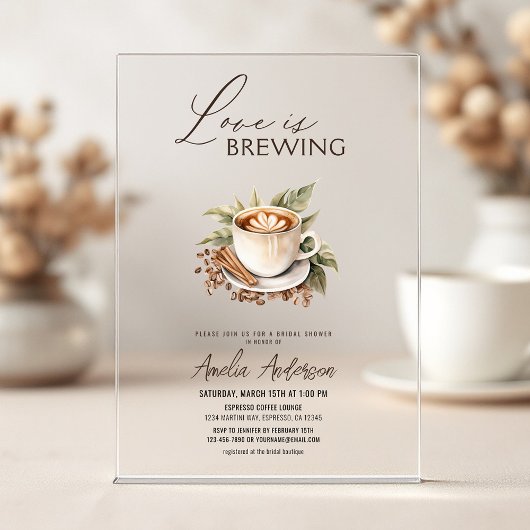 Boho Love is Brewing ブライダルシャワー アクリル招待状