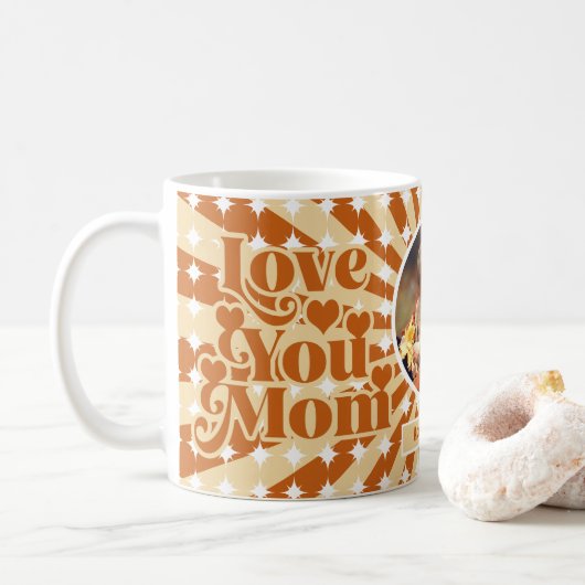 Boho Love You Momフォトマパーソナライズされたザーズの日 コーヒーマグカップ (ドーナツ)