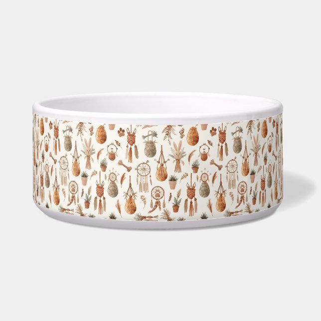 Boho Macrame Easter Pet Bowl Woven Eggs Rope Bones ボウル (正面)