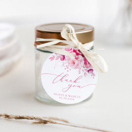 Boho Magentaホットピンクフローラ結婚ズサンキュー フェイバータグ