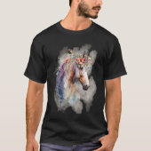 Boho Magical Horse with Flowers Lavender Pink Tシャツ (正面)
