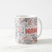 Boho Mama Grey Pink Floral 3D Effect Pattern コーヒーマグカップ (正面右)