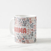 Boho Mama Grey Pink Floral 3D Effect Pattern コーヒーマグカップ (正面左)