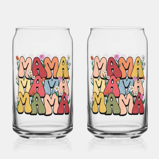 Boho "Mama" Stacked Typography ガラス缶 (裏面)