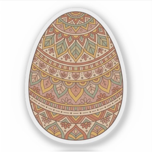 Boho Mandala Easter Egg Earth Tones Aesthetic  シール (正面)