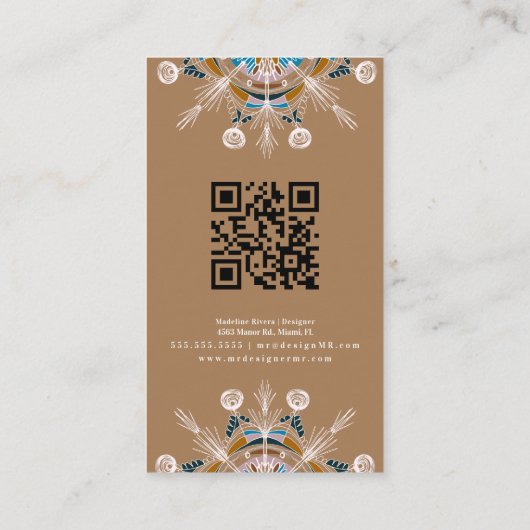 Boho Mandala Henna Artist Yoga Macrame Pattern 名刺 (裏面)