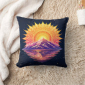 Boho Mandala Mountain Sunset | Cosmic Night Sky クッション (ブランケット)