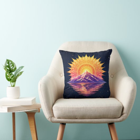 Boho Mandala Mountain Sunset | Cosmic Night Sky クッション (椅子)