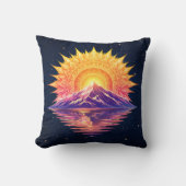 Boho Mandala Mountain Sunset | Cosmic Night Sky クッション (正面)