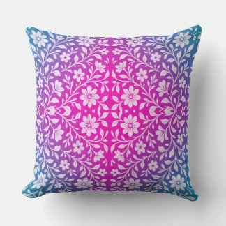 Boho Mandala Pink & Purple throw Pillow クッション