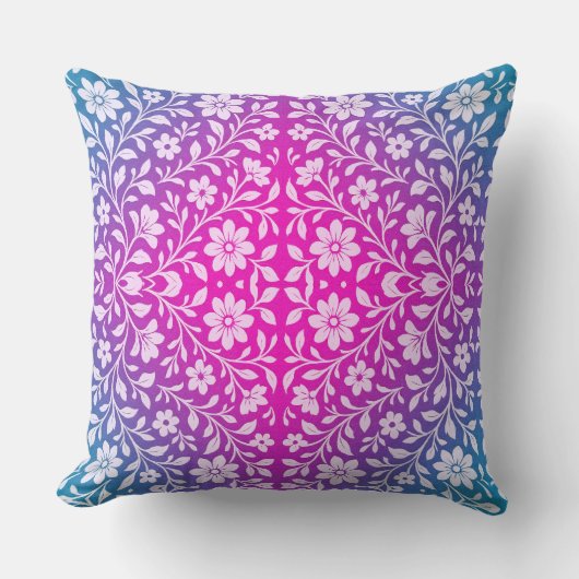 Boho Mandala Pink & Purple throw Pillow クッション (正面)