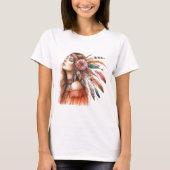 Boho Mandala T-Shirt – Floral Feathers  Tシャツ (正面)