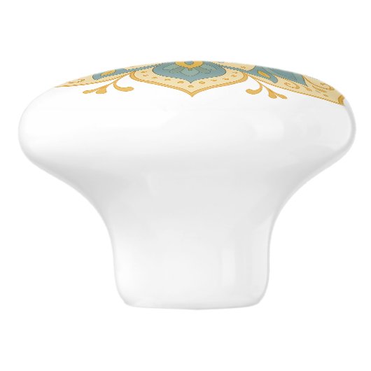 Boho Mandala Teal Blush & Gold Ceramic Knob Pull セラミックノブ (側面)
