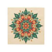 Boho Mandala Wall Art -ターコイズ、サンゴ、金ゴールド