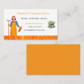 Boho Marble Cartoon Maid House Cleaning Service 名刺 (正面/裏面)
