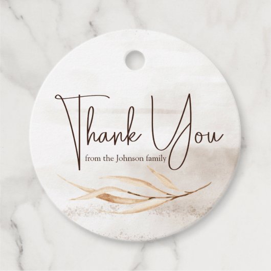 Boho Marble Script Thank you フェイバータグ (正面)