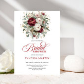 Boho Maroon Floral Bridal Shower Invitation 招待状
